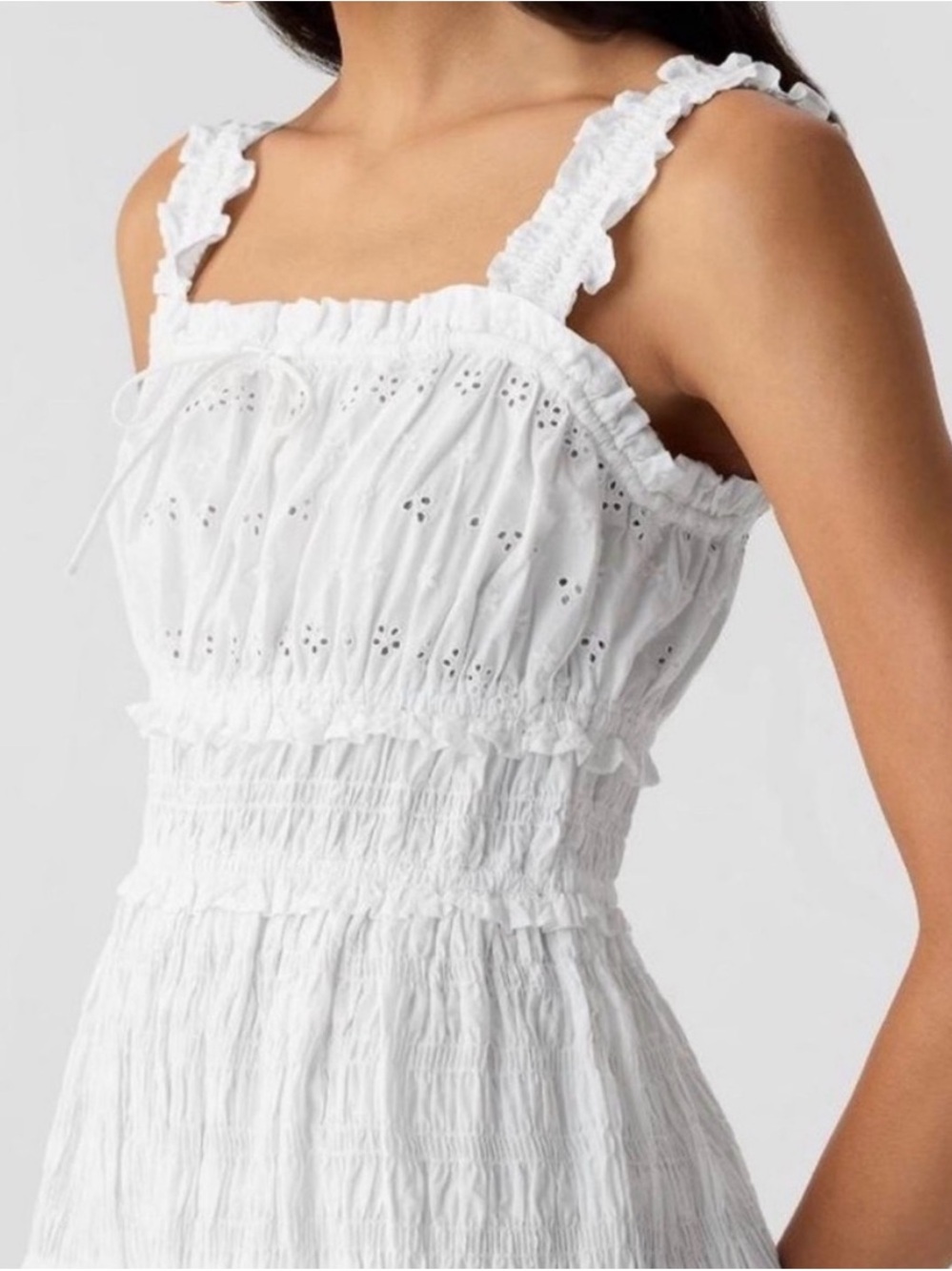 Gap × DÔEN White Eyelet Midi Dress NWT Limited-Edition Vintage-Inspired L - Picture 3 of 11